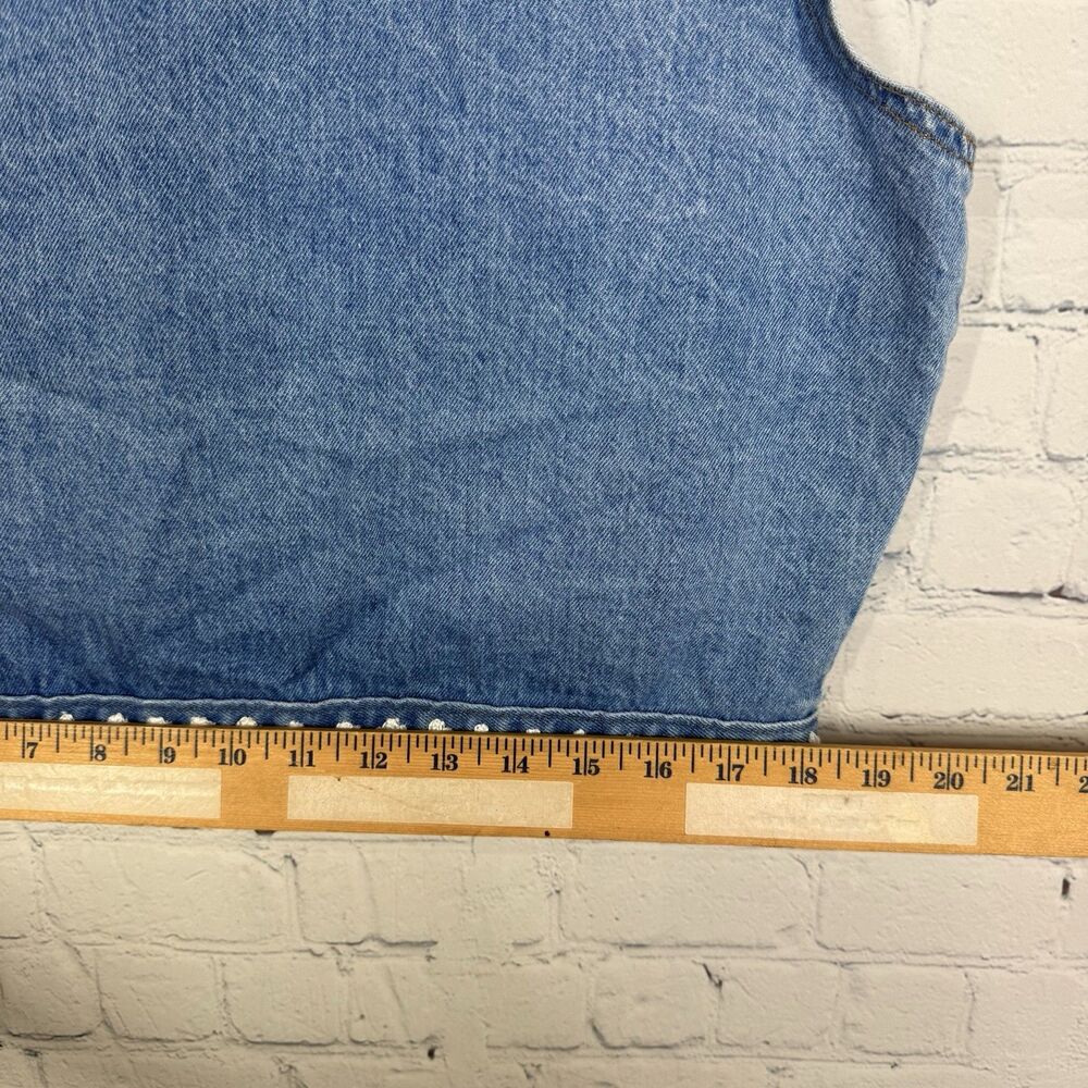 Vintage 90s Y2K Retro Denim Jacket Women XL Button Lace Grunge Fairy Crop Top - Picture 8 of 9